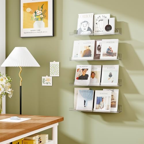 Dooiclear 2 Pack Floating Shelves for Wall, 15" Clear Floating Wall Shelf
