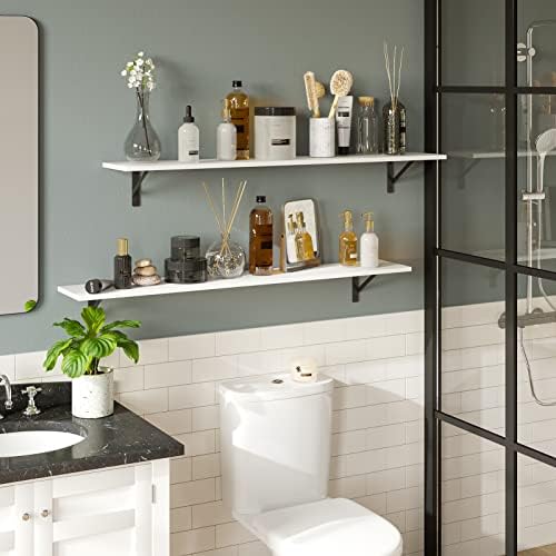 DINZI LVJ Long Wall Shelves, 47.3Inch Wooden Floating Shelves with Brackets