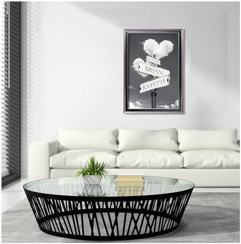 Street Sign Heart and HeartFramed Arts Gift Your Names,the Date and romantic verses or write your own message Gift for Anniversary.With Different Frame Styles Framed Size:33 5/8X23 5/8 inches