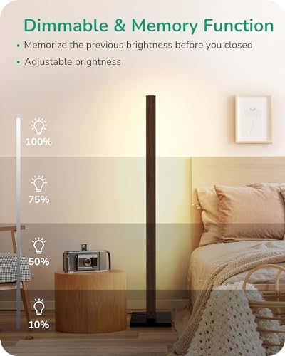 EDISHINE Wooden LED Corner Floor Lamp & LED Table Lamp