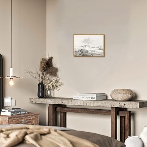 OIQArtOIQ Vintage Landscape Canvas Wall Art Framed Natural Scenery Painting Artwork Prints France Country Wilderness Farmhouse Decor Pictures Kitchen Bedroom Living Room Bathroom