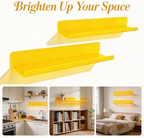 ROYALITA 2-Pack Acrylic Shelves Wall Mounted, 17 Inch Display Shelves