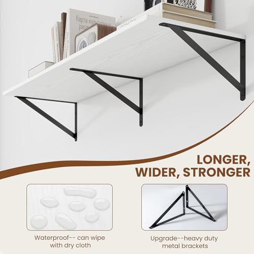 Heimlove 40W x 12D Deep Floating Shelves Set of 2 White