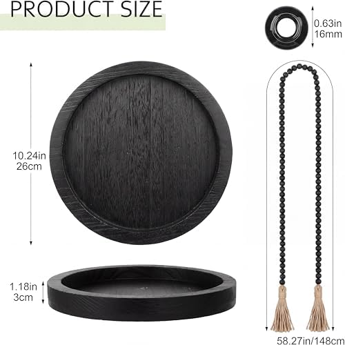 5 Pcs Coffee Table Decor Set, Black, Black Tray