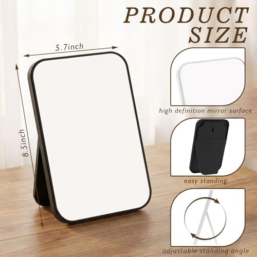 12 Pack 8x5 In Desk Makeup Mirror with Stand and Hanging Hole,Black, White