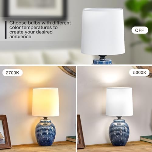 EJIAXIN Table Lamps Set of 2-13.75" Small Bedside Lamps - Classic Farmhouse Ceramic Table Lamp for Bedroom, Living Room, Nightstand, Office, Side Desk Lamp, End Table