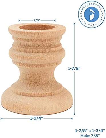 Unfinished Wood Country Candle Cups, 1-7/8 inch with 7/8 inch Taper Candle Hole, Pack of 25, by Woodpeckers