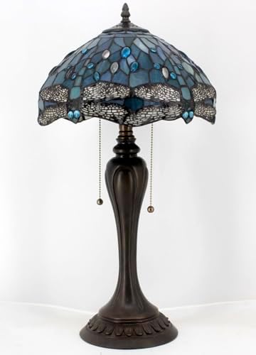 WERFACTORY Tiffany Table Lamp Stained Glass Bedside Lamp Desk Reading Light