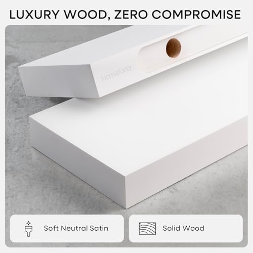 Homeforia 18 Inch Floating Shelves, High-End Solid Pine Wood, Set of 2