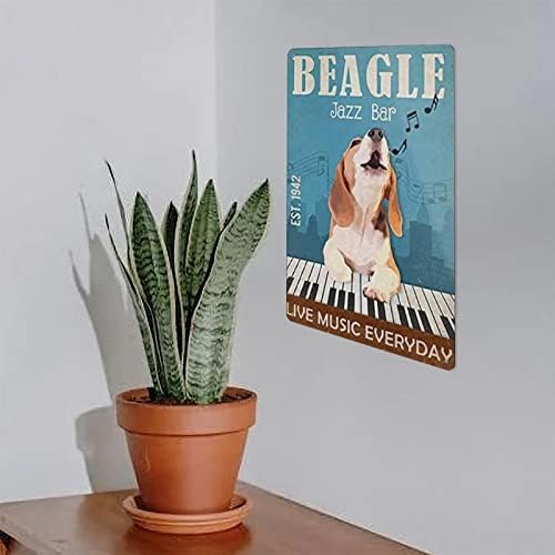 Rovsiogne Signs Beagle Dog Jazz Bar Tin Metal Hanging Props Home Wall Art Decor 8 x 12 inches