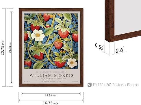 Poster Master William Morris Poster - Owl Print - Bird Art - Botanical Art - Flower Design - Exhibition Artwork - Animal Illustration - Floral Illustration - Aesthetic Design - Office or Bedroom Decor - 16x20 Brown Framed