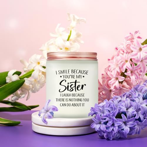 Maybeone Mothers Day Gifts for Sister - Christmas Birthday Valentines Day Gifts for Big Sisters - I Smile Because You are My Sister Scented Candle