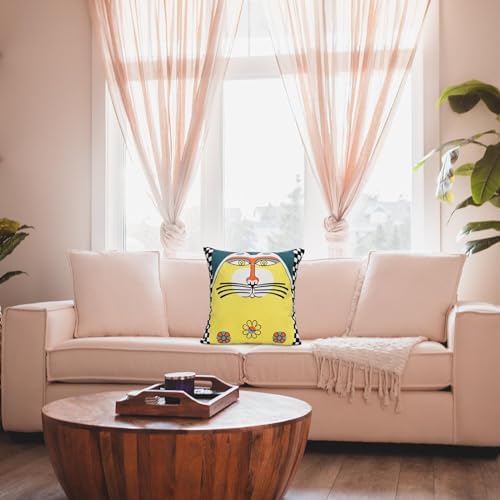 1 Pcs Embroidered Decorative Throw Pillows Covers for Sofa Decor Cushion Cases 18 x 18 Inch (Tiger)
