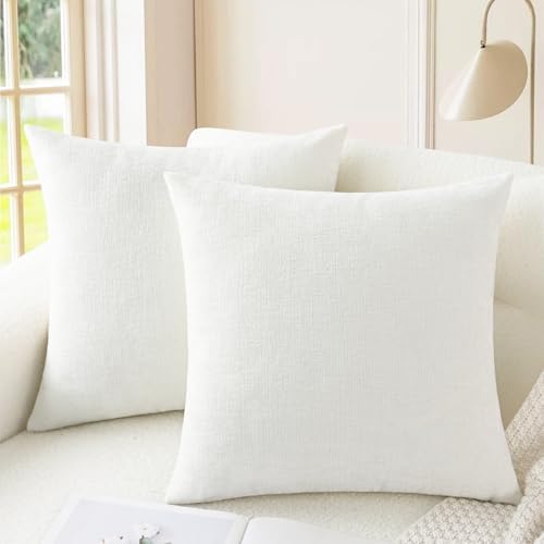 CaliTime Decorative Couch Throw Pillow Covers 20 X 20 Inches True White