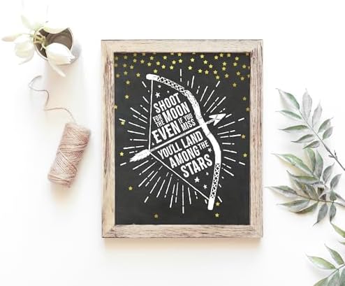 Shoot For The Moon Art Print - Unframed - 8x10 | Motivational Quote Poster | Perfect for Home, Office, or Classroom Decor | Wall Decor For Bedroom Aesthetic | Modern Farmhouse Wall Decor