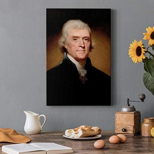 Renditions Gallery Thomas Jefferson Presidental Portrait Wall Art, Premium Gallery Wrapped Canvas Decor, Ready to Hang, 48 in H x 32 in W, Made in America Print Artwork