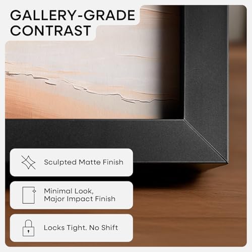 Homeforia 20x24 Black Picture Frame, High-End Metal, 16x20 Mat, Glass