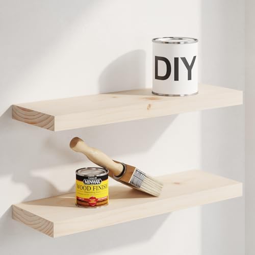 Homeforia 20 Inch DIY Floating Shelves, High-End Solid Pine Wood, Set of 2