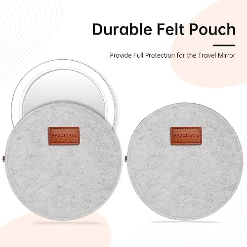 FASCINATE Travel 30X/1X Magnifying Mirror with Light Double Sided Mirror | Rechargeable Lighted Makeup Mirror with 3 Color Setting & Stepless Dimming, Adjustable LED Vanity Mirror