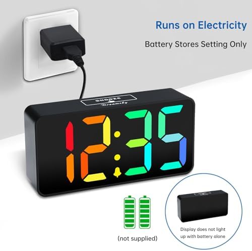 DreamSky Small Digital Alarm Clock for Bedroom, RGB Kids Alarm Clock Boys
