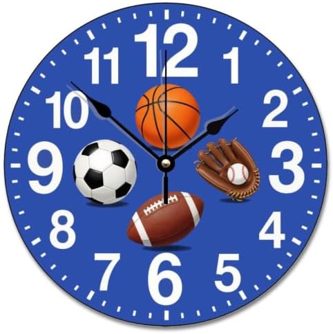 ArogGeld Sports Kids Wall Clock 10 Inch Soccer Baseball Clocks