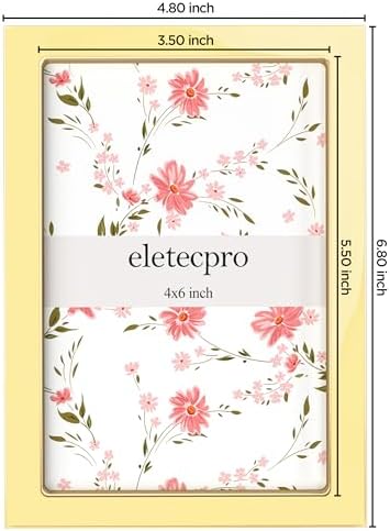 eletecpro 4x6 Enamel Picture Frame with Real Glass Cover, Yellow, 1-Pack