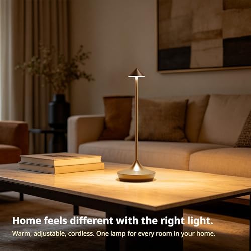 Cordless Rechargeable Table Lamp, Long-Lasting 60-Hr Battery, Dimmable LED