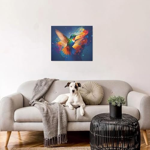 Crekviy Hummingbird Wall Art Bird Pictures Wall Decor Hummingbird Canvas Prints Painting Artwork Home Decoration for Bathroom Bedroom Living Room Framed Gifts Ready to Hang 20"x24"