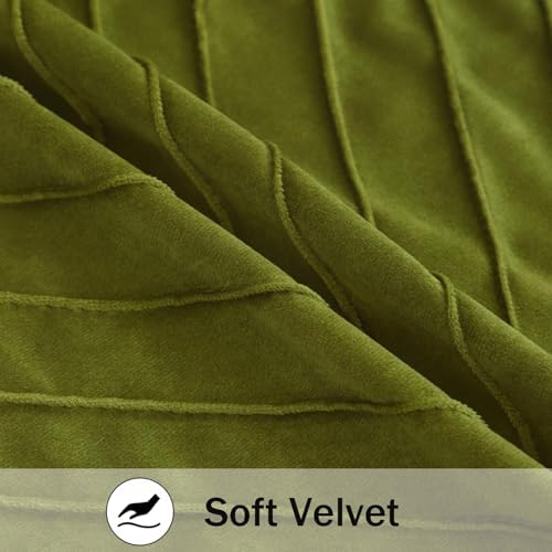 Velvet Throw Pillow Covers 22x22 Pack of 2 Gold Decor Olive Green