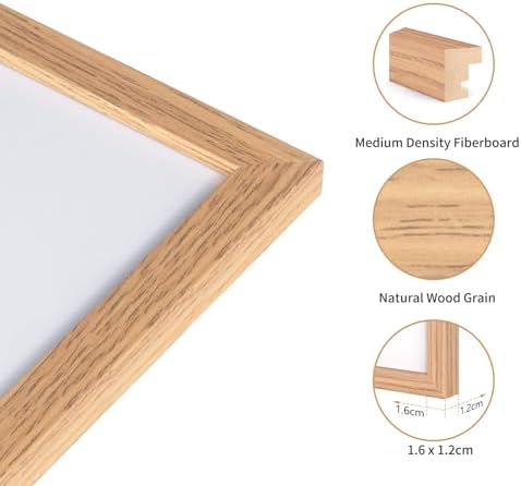 ATOBART 5x7 Picture Frame Set of 3, Light Wood, Plexiglass