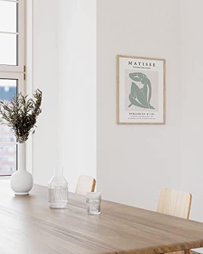 HAUS AND HUES Danish Pastel Aesthetic Matisse Poster - Danish Pastel Room Decor Aesthetic Matisse Print & Sage Green Wall Decor Matisse Cutouts Modern Wall Art Abstract (16" x 20" Beige Frame)
