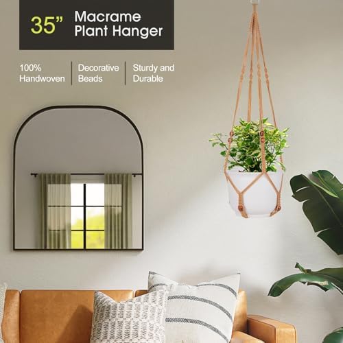 RIFNY Macrame Plant Hanger Indoor, Hanging Plant Holder, Brown, 3 PCS