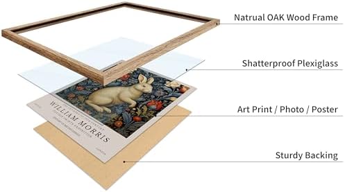 Poster Master William Morris Poster - White Rabbit Print - Flower Art - Animal Illustration - Floral Illustration - Bunny Illustration - Great Office or Bedroom Decor - 11x14 Beige Framed