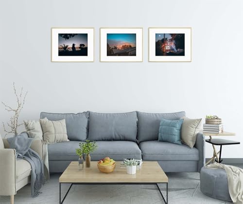 Frametory 2 Pack 12x16 Aluminum Frame with Mat for 8.5x11 Photo, Gold