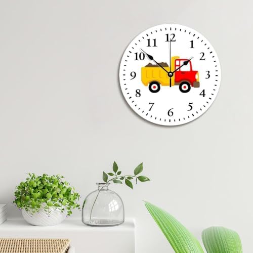 Cute Dump Truck Wall Clock Vehicle Boys Room Nursery Clock for Kids