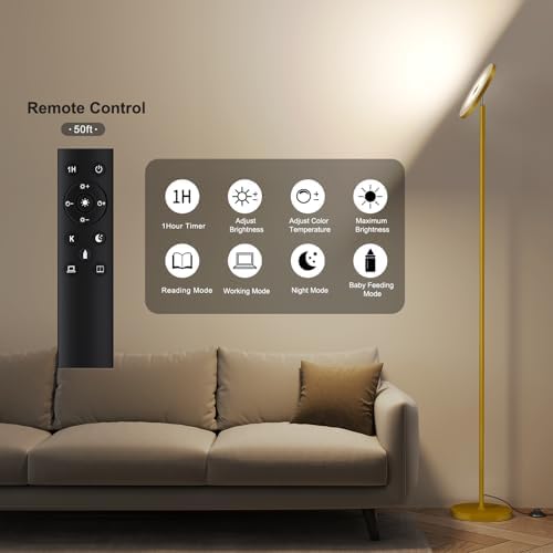SUNMORY Floor Lamps for Living Room，LED Standing Lamp with Remote Control