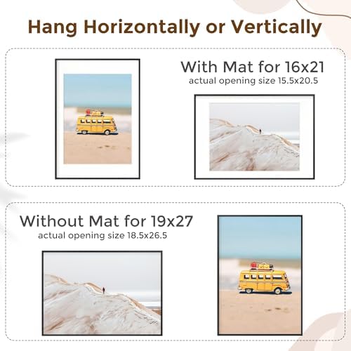 Fun Memories 19x27 Picture Frame, Metal Picture Frame Wall Mounting Horizontally or Vertically - Poster Frame Simple and Elegant Decor for Wall - 1 Pack - Black
