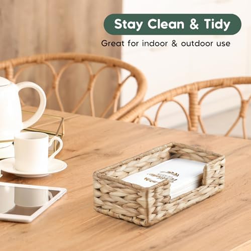 Napkin Holder for Bathroom, Woven Wicker Water Hyacinth Guest Towel Holder Tray, Disposable Paper Hand Towel Holder for Bathroom Accessories, Dinner Napkin Holder for Kitchen Table Party