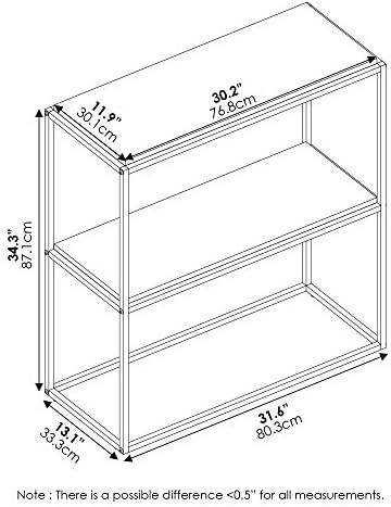 Furinno Moretti 2-Tier Metal Frame Storage Shelves, Columbia Walnut