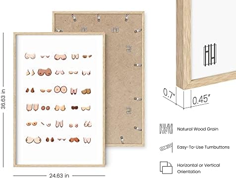HAUS AND HUES Funny Bathroom Wall Art Decor Bathroom Prints Funny Restroom Art Posters Fun Boobs Poster Artwork For Walls (Beige Frame 24"x36")