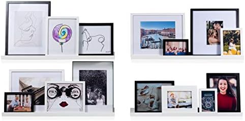 Wallniture Denver Modern Wall Mount Floating Picture Ledge Shelf - Nursery Hanging Bookshelf - 30 Inch White Set of 4 - Mounting Hardware Included