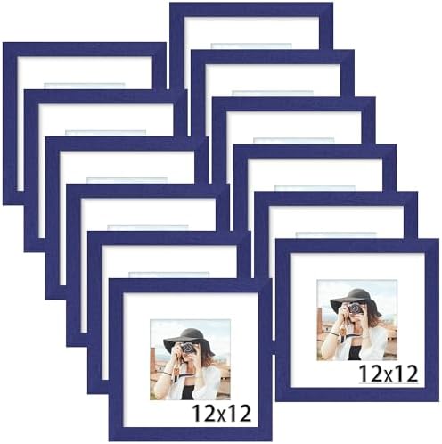 Picrit 12x12 Picture Frame Set of 12, Gallery Wall Frames, Navy Blue