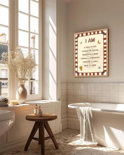 KensTro 12x16 Oak Framed I Am a Child of God Scripture Wall Art | Natural Oak Wood Frame with Christian Affirmation Print for Bedroom, Hallway, Office, Living Room or Prayer Space