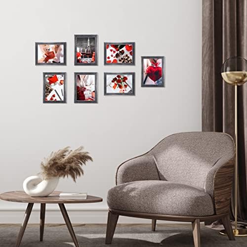 Giftgarden 5x7 Picture Frame Antique Silver 7 Pack, 5” by 7” Distressed Silver Photo Frames Rustic for Wall or Tabletop