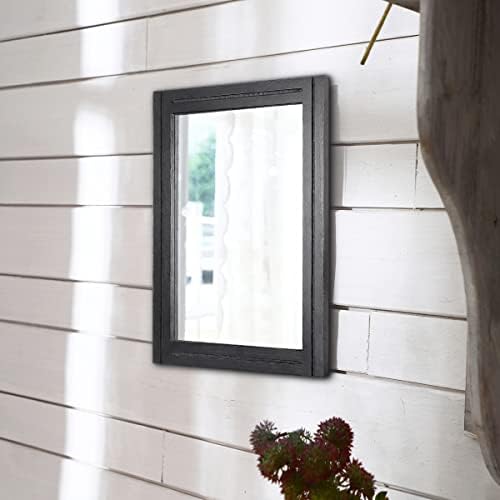 AAZZKANG Black Mirrors for Wall Rectangle Wood Framed Hanging Mirror | Decorative for Bedroom Living Room Bathroom Home Entryway