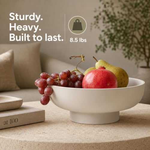 12" Concrete Fruit bowl for Kitchen Counter, Coffee Table Decor, Decorative Key Bowl, Home Décor Accents, Kitchen Counter Decor Grey