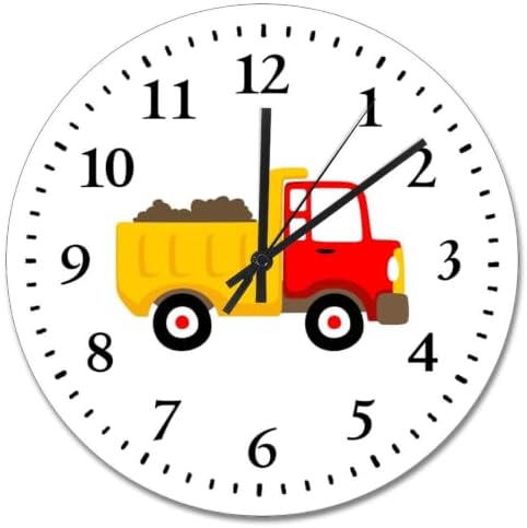 Cute Dump Truck Wall Clock Vehicle Boys Room Nursery Clock for Kids