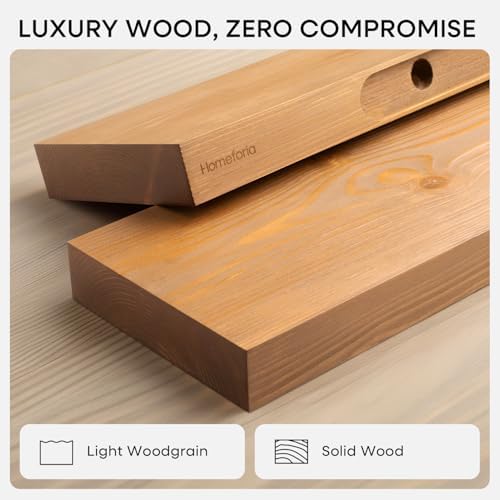 Homeforia 16 Inch Floating Shelves, High-End Solid Pine Wood, Set of 2