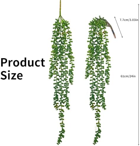 CEWOR 8pcs Artificial Succulents Hanging Greenery Plants Fake String of Pearls for Wall Home Garden Outdoor Decor (24 Inches Each Length)