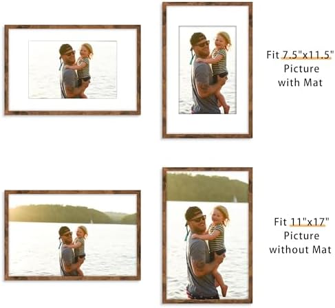 Picrit 11x17 Picture Frame Set of 12, Modern Gallery Wall Frames, Brown